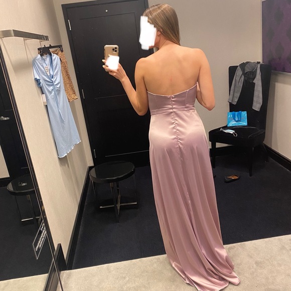 NWT Blush Pink Satin Strapless Long Lulus Dress - Picture 8 of 9